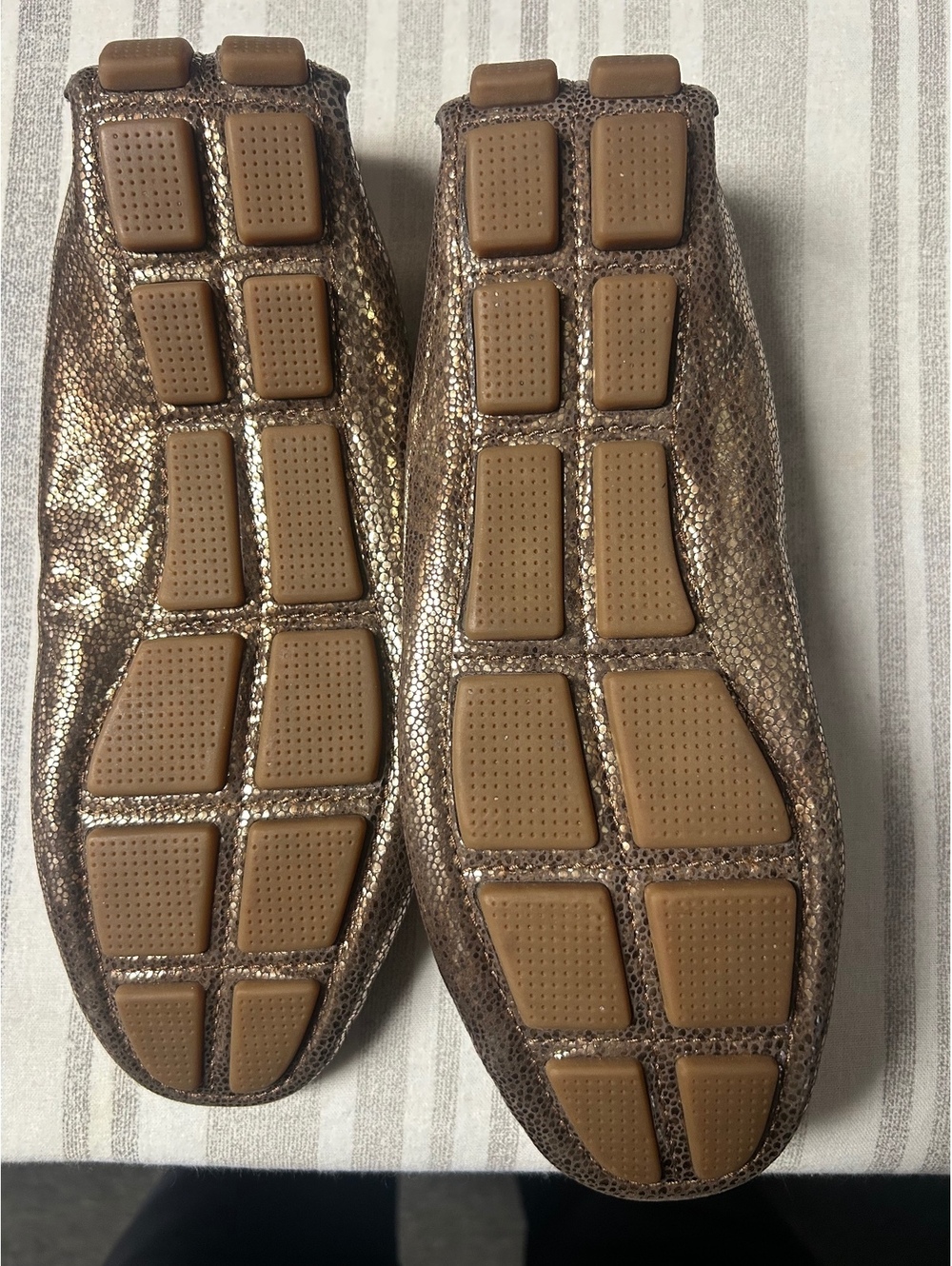 Cole Haan Women’s 9B Metallic Bronze Leather Horsebit Loafers Gold Hardware - Picture 4 of 7